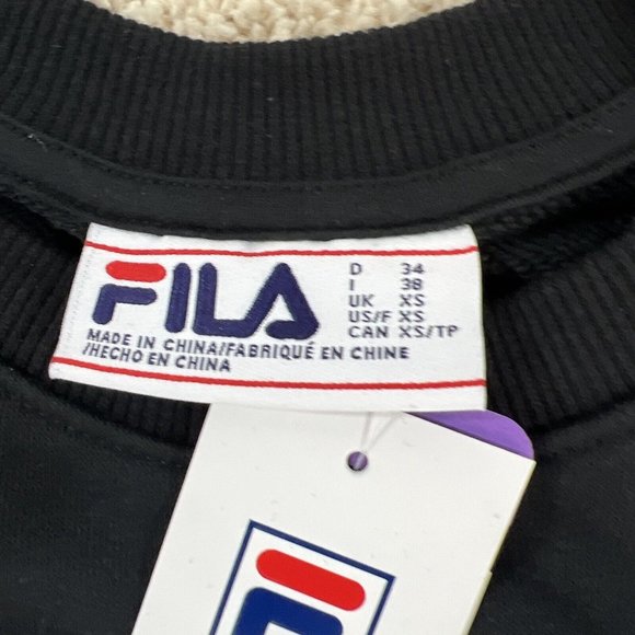 Fila Long Sleeve French Terry Crewneck Sweatshirt Alexa Black Women's  XS NWT - Picture 10 of 12